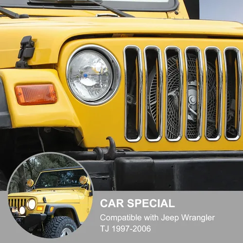 Miniatura 5 de Insertos de parrilla delantera para Jeep Wrangler TJ 1997-2006 (cromado)