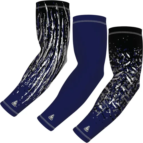 B-Driven Sports Mangas de compresión | Mangas de brazo UV para hombres, mujeres y jóvenes | Protección solar deportiva | 3 unidades Azul marino