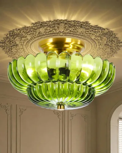 Miniatura 21 de Luces de Techo Semiempotradas Lámpara de Techo de Cristal Marrón Candelabros Base Negra Iluminación Moderna Accesorio de Luz Adecuado para Sala