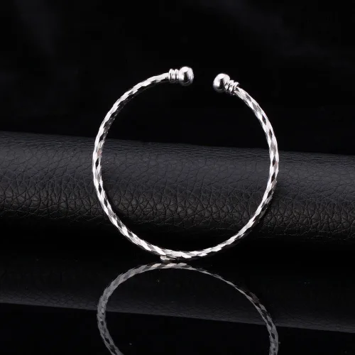Miniatura 6 de U7 delicado brazalete de puño simple de platino bañado en oro real de 18K, joyería moderna.