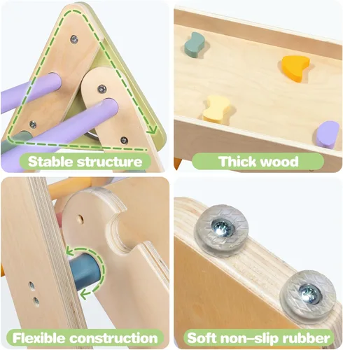 Miniatura 5 de LOL-FUN Pikler - Juego de triángulos con tobogán para niños pequeños de 1 a 3 años, juguetes de escalada Montessori para niños de 1 año, juego