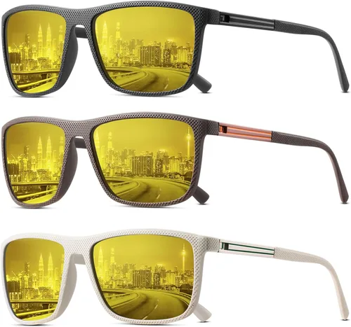 Miniatura 7 de Gafas polarizadas de conducción de visión nocturna para hombre, lentes amarillas HD, antideslumbrantes, gafas ligeras, marco de lentes