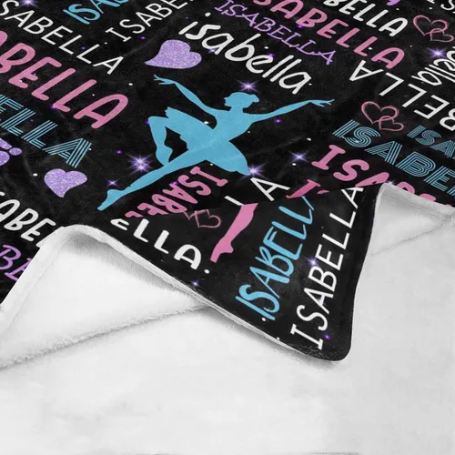 Miniatura 5 de InterestPrint Mantas personalizadas para niños con nombres, manta suave de ballet con nombre personalizado para niña y mujer