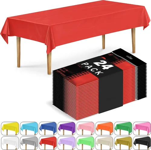 Miniatura 20 de DecorRack 2 Manteles rectangulares de plástico libres de BPA, 54 x 108 pulgadas, mantel de mesa para comedor, mantel rectangular para fiestas