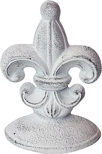 Miniatura 3 de Lulu Decor, Tope de puerta de flor de lis, hierro fundido, 2 libras, tope de puerta (blanco antiguo)