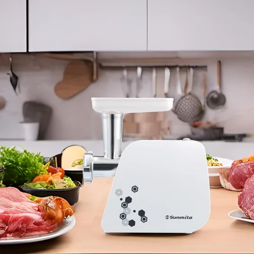 Miniatura 2 de Sunmile Picadora Eléctrica de Carne y Máquina de Salchichas - 1HP 1000W Máx - Cuchilla de Corte de Acero Inoxidable y 3 Placas de Molienda, 1