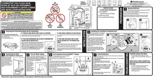 Miniatura 5 de Fluidmaster 555CRP8 Universal PerforMAX Kit de reparación de válvula de descarga de inodoro de 5 minutos de 2 pulgadas.
