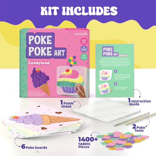 Miniatura 3 de jackinthebox Poke Poke Art para niños - Tema Candyland, Arte y Manualidades de tela sin desorden, Kits de prensado de flores, regalo para niños