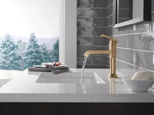 Miniatura 2 de Delta Grifo Tetra Gold - Grifo de baño de un solo agujero, grifo de baño de una sola manija, grifo de lavabo de baño, tecnología de sello