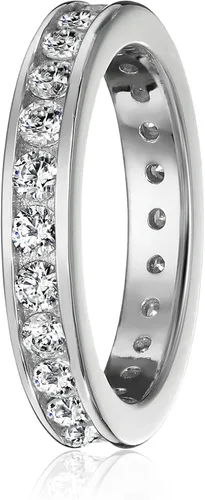 Miniatura 3 de Tienda Collection Platinum-Plated Sterling Silver Infinite Elements Cubic Zirconia Channel Set All-Around Band Ring