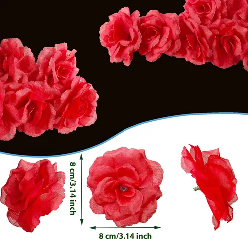 Miniatura 2 de 70 unidades de rosas artificiales de seda, cabeza de rosa falsa, cabezas de rosas para el día de San Valentín, bodas, centros de mesa de Navidad