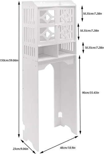 Miniatura 2 de Gabinete de almacenamiento sobre el inodoro, gabinete de inodoro de 4 niveles con gabinete y puerta, estante organizador para ahorrar espacio