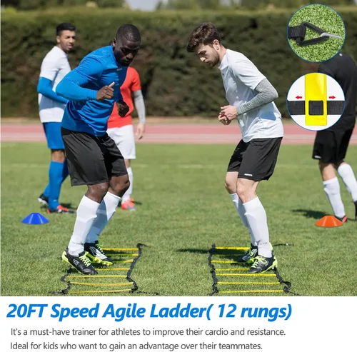 Miniatura 5 de Haootadiy Varas de Entrenamiento de Agilidad de Fútbol Equipo de Fútbol Ajustable para Entrenamiento Incluye 6 Varas de Agilidad Flexibles