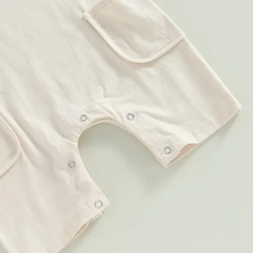 Miniatura 45 de Mameluco unisex de manga corta para bebé recién nacido, con botones, de una pieza, ropa de color sólido