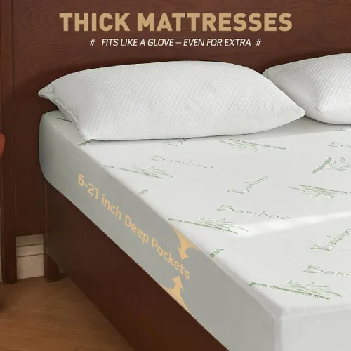 Miniatura 7 de Protector de colchón refrescante Twin - Funda de colchón de fibra de rayón 100% impermeable y silenciosa (39" x 75") Cama suave, transpirable