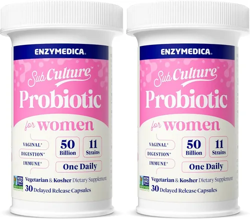 Miniatura 9 de Enzymedica SubCulture - Probióticos para mujeres, 50 mil millones de UFC, para la salud vaginal y urinaria, apoyo inmune y digestivo, 30 cápsulas
