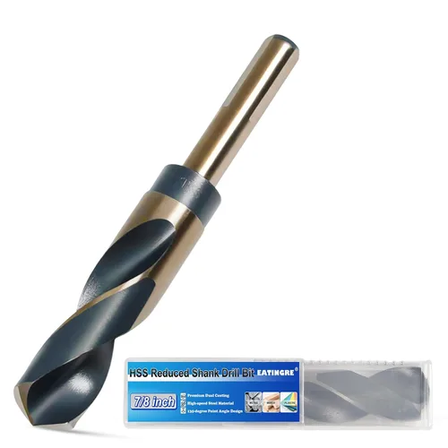 Miniatura 9 de Broca de 11/16 pulgadas, broca de acero de alta velocidad con vástago de 1/2 pulgada, brocas HSS 4241 negro y dorado para acero suave, metal