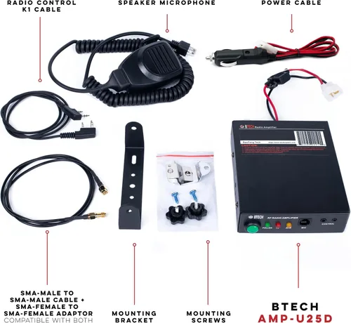 Miniatura 6 de BTECH AMP-U25D Amplificador Aumento de potencia de 20-40W para UHF (400-480MHz) Compatible con radios portátiles Amplifica modos analógicos
