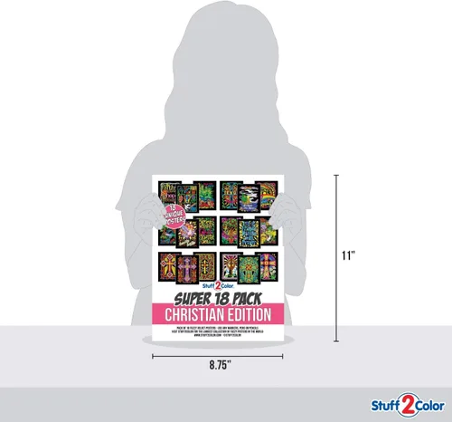 Miniatura 5 de Paquete de 18 pósteres de terciopelo difuso para colorear (edición cristiana), ideal para Pascua, regalo religioso, escuela dominical para niños