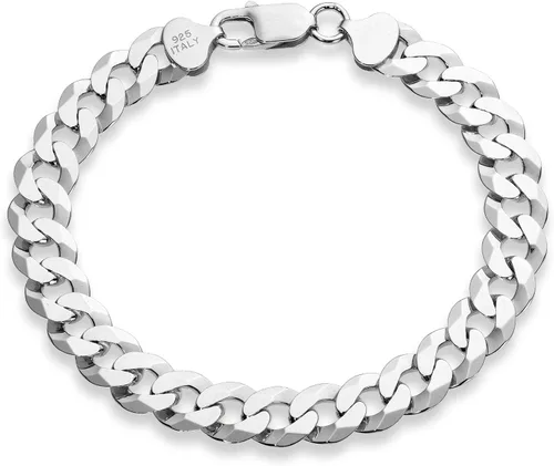 Miabella Pulsera de plata de ley 925 italiana maciza de 0.354 in con corte de diamante, eslabones cubanos para hombre, fabricada en Italia