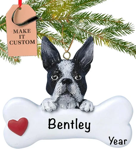Miniatura 10 de Adorno personalizado de hueso de perro Doberman Pinscher 2025 Personalización gratuita las 24 horas Adornos de Navidad de la primera Navidad