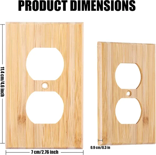 Miniatura 3 de 10 piezas de placa de interruptor de luz de salida de doble agujero de madera de 4.5 x 2.76 pulgadas, placa de pared de madera cruda, cubierta