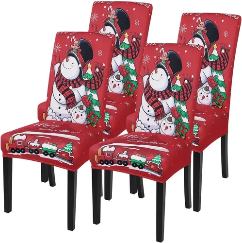 Miniatura 20 de SearchI Juego de 4 fundas para sillas de comedor, elásticas con estampado floral, fundas deslizables para sillas Parsons de spandex, removibles