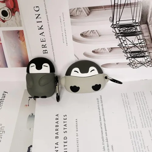 Miniatura 7 de Funda compatible con Airpod Pro 2019 Gen Penguin, silicona Kawaii divertida linda caricatura 3D diseño animal elegante para hombres y mujeres, funda
