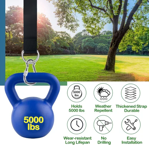 Miniatura 4 de Kit de correas colgantes para columpio de árbol - 3 pies/8 pies/15 pies/20 pies/30 pies, fuerte y duradero - Capacidad de hasta 5000 libras