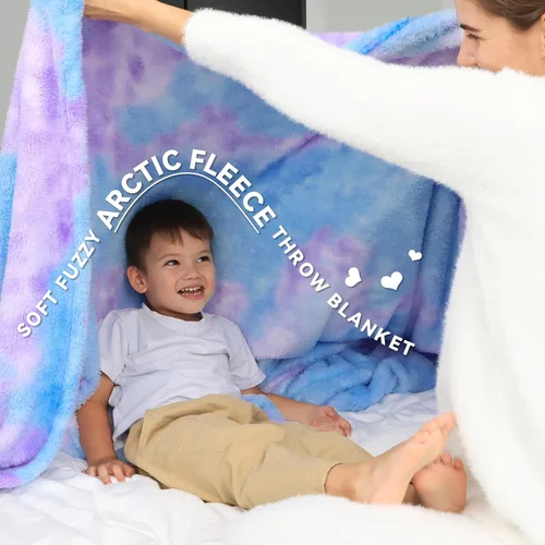 Miniatura 2 de MUGD Mantas suaves de forro polar manta suave y mullida para niños manta cálida para cama Azul y morado