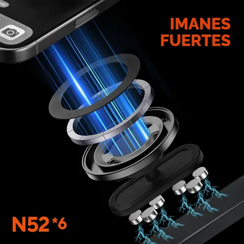 Miniatura 2 de Soporte magnético para teléfono de gimnasio con base magnética para fijar a una superficie de metal, soporte giratorio de 360° para teléfono