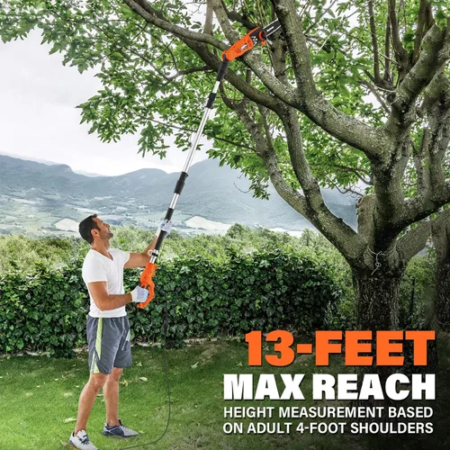 Miniatura 3 de MAXLANDER Sierra eléctrica de poste de 8 pulgadas con cable, sierras de poste de 6 amperios para recortar árboles, sierra de poste de alcance máximo