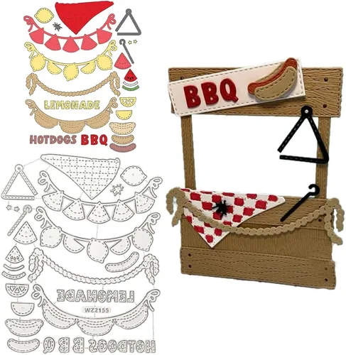 Miniatura 10 de Troqueles de corte para barbacoa, parrilla, calabaza, gnomo, cabina, accesorios troquelados para bricolaje, Día del Padre y Halloween, para hacer