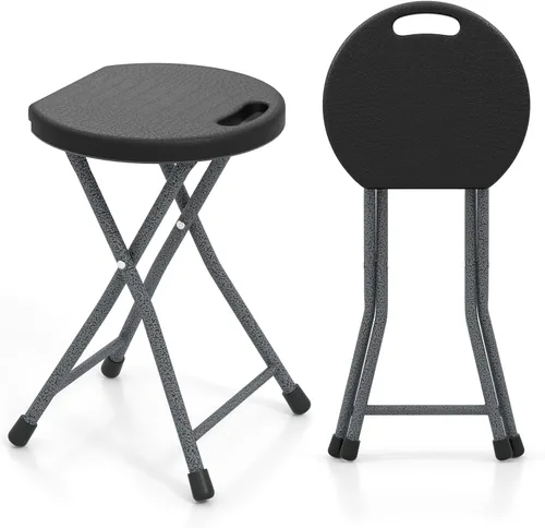 Goplus Taburete plegable de 18 pulgadas para adultos con capacidad de 440 libras, taburete plegable de plástico portátil, taburete redondo plegable