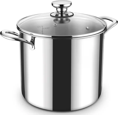 Miniatura 8 de P&P CHEF Olla de 4 cuartos de galón de acero inoxidable tricapa, olla de 4 cuartos de galón para cocinar pasta con tapa visible para sopa