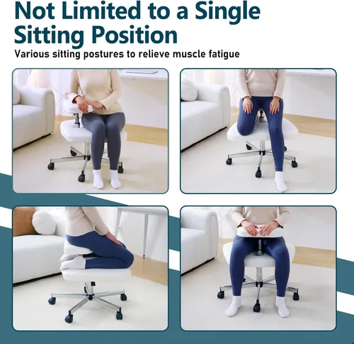 Miniatura 5 de Silla de meditación ergonómica con patas cruzadas, silla para TDAH con ruedas, silla arrodillada para oficina y hogar, sillas de TDAH para adultos