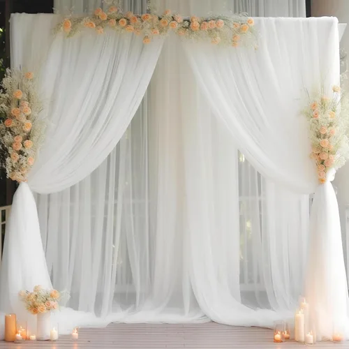 Miniatura 35 de Cortina de telón de fondo de tul azul bebé de 10 x 10 pies para fiestas, cortinas de fondo transparentes para bodas, baby shower, baby shower