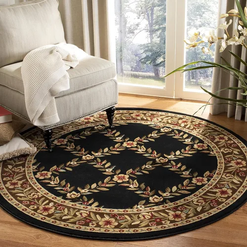 Miniatura 29 de SAFAVIEH Lyndhurst Collection - Alfombra de pasillo, 2 pies 3 pulgadas x 8 pies, color negro y marrón, diseño tradicional de enrejado floral,