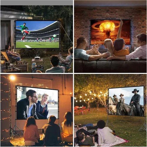 Miniatura 6 de Pantalla de proyector al aire libre con soporte, TOWOND 120 pulgadas Pantalla de proyector portátil con respaldo negro, Pantalla de proyección