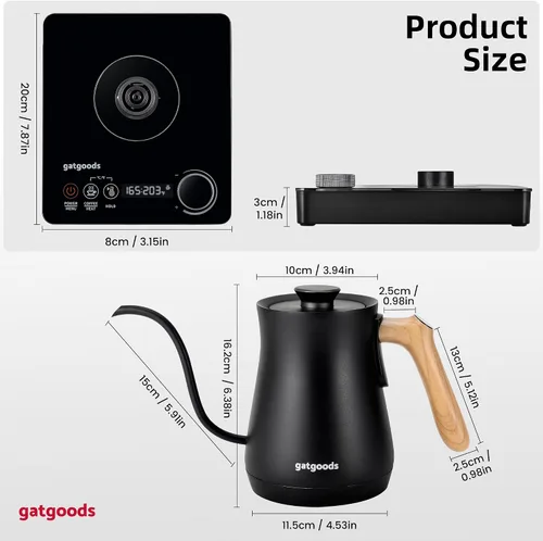 Miniatura 3 de GATGOODS Hervidor eléctrico de cuello de cisne – Control de temperatura preciso, 1200 W de ebullición rápida, función de mantener el calor, ideal