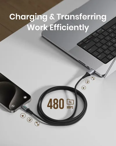 Miniatura 7 de Cable Cargador INIU USB C 6.6 pies, Cable de Carga Rápida USB A a Tipo C 3.1A, Cordón de Datos USB-C Trenzado de Aleación de Zinc para iPhone 15 Pro
