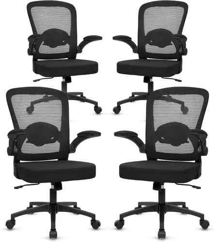 Miniatura 13 de KLASIKA Sillas de escritorio con ruedas, silla de oficina ergonómica de malla, altura ajustable y soporte lumbar giratorio, silla de oficina en casa