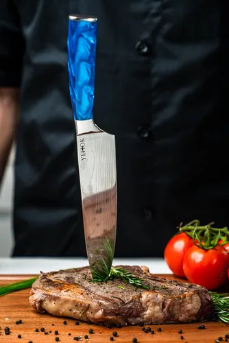 Miniatura 5 de Cuchillo de chef Cuchillo de cocina profesional de 8 pulgadas Acero inoxidable alemán de alto carbono Hoja ultra afilada y mango ergonómico