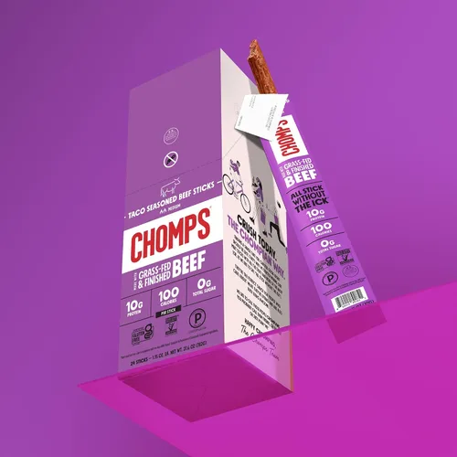 Miniatura 7 de Chomps Tiras de cecina de res alimentadas con pasto y terminadas en tacos, paquete de 10 - Keto, Paleo, Whole30, 10g de proteína de carne magra, sin