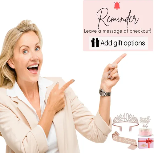 Miniatura 3 de Decoraciones de cumpleaños número 40 para mujer, que incluyen corona/tiara, banda, adorno para pastel y velas, regalos de cumpleaños número 40