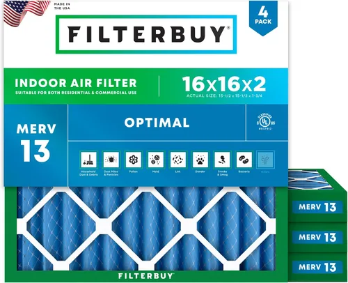 Miniatura 74 de Filterbuy Filtro de aire MERV 13 de 8 x 14 x 1 pulgadas, protección óptima contra el humo y la alergia (paquete de 4), filtros electrostáticos