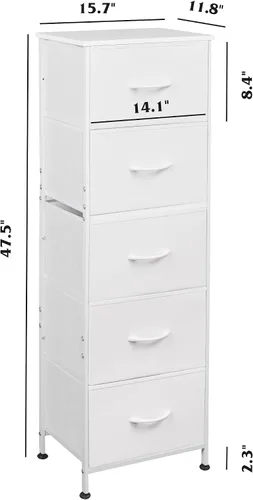 Miniatura 3 de WLIVE Cómoda de tela, cómodas altas de 5 cajones para dormitorio, organizador de cómoda de almacenamiento con cajones de tela, parte superior