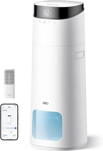 DREO Humidificador inteligente de 16 L para habitación grande, 1000 pies cuadrados, humidificadores de aire de niebla fría de 130 horas para Blanco