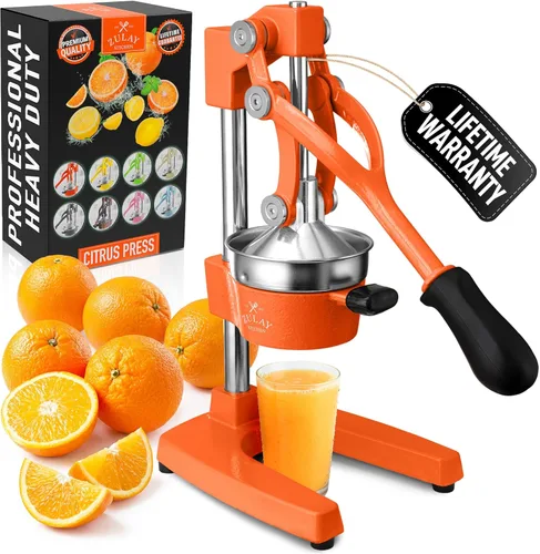 Zulay - Exprimidor de limón y lima de metal comercial, de alta calidad, resistente, exprimidor de jugos manual Original | Naranja