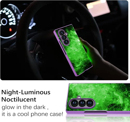 Miniatura 3 de GUAGUA Funda para Samsung Galaxy Z Fold 7, brilla en la oscuridad, linda nebulosa espacial noctilucente, luminosa, delgada, protectora a prueba